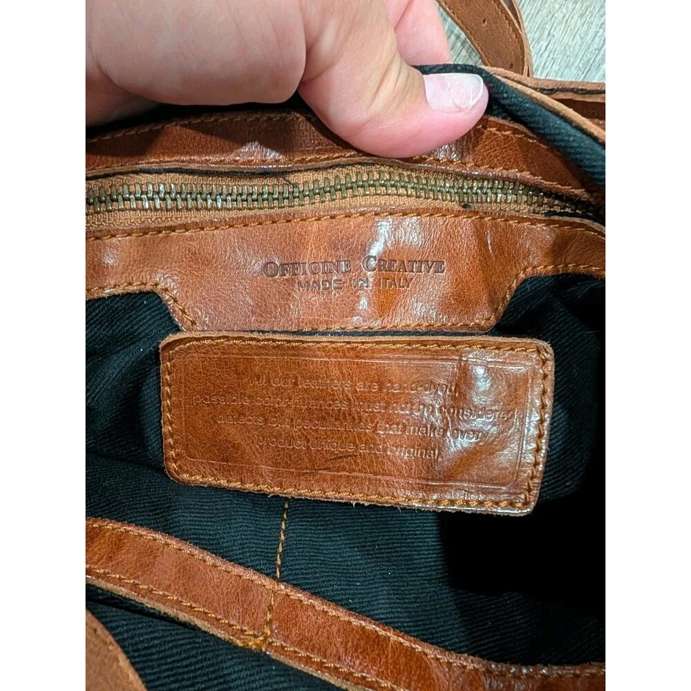 Officine Creative Brown Leather Crossbody Flap Messenger Handmade Italy Satchel